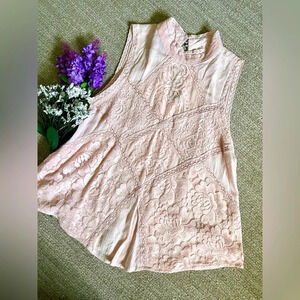 Mi Ami Pink Lace High Neck Tank Top - Size S